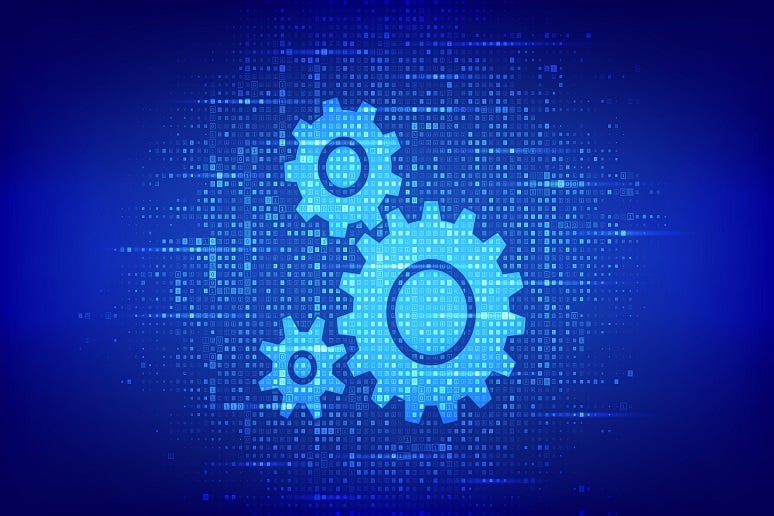 cogs on digital background to show automation cogs on digital background to show automation