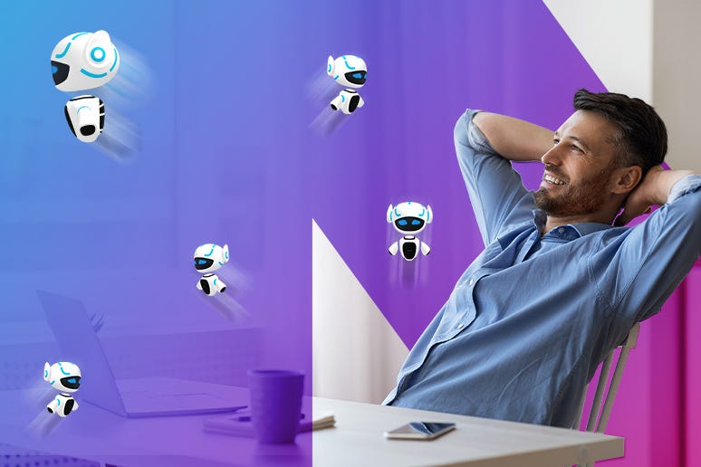 Bots flying about a user desktop Bots flying about a user desktop