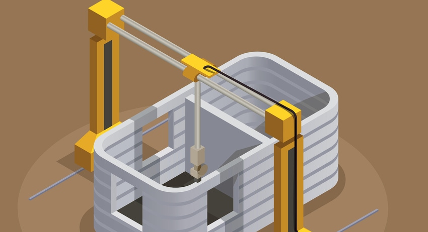 Graphic of 3D-printing construction site.