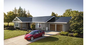 A Tesla Solar Roof on a house