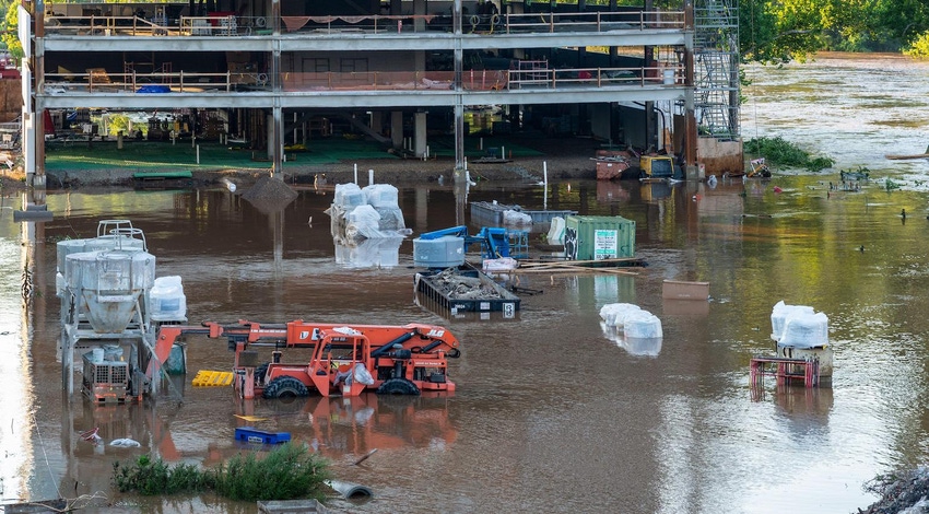 Flooded construction site in Conshohocken, Pennsylvania, in 2020