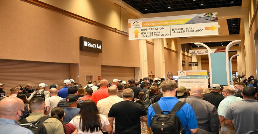 Show floor at the International Roofing Expo in Las Vegas