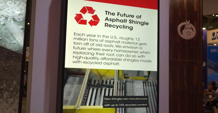 GAF Asphalt Shingle Recycling Photo from 2022 International Roofing Expo