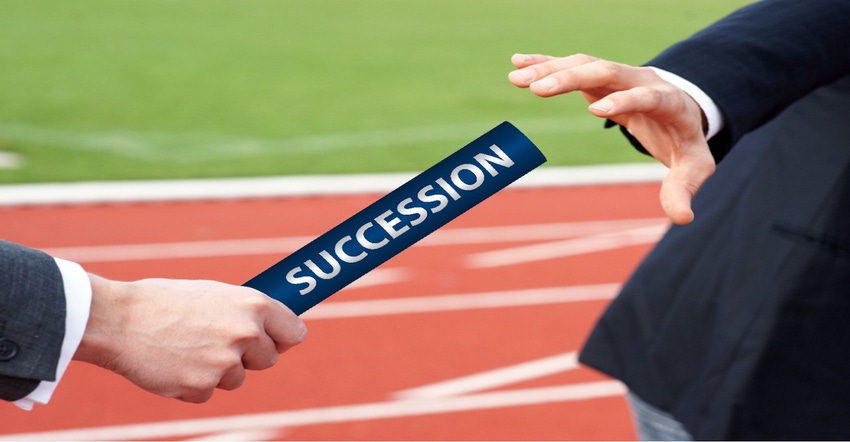 Passing a baton that says succession on it