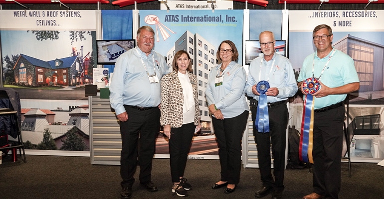 ATAS received four awards at METALCON (L-R) Dick Bus, ATAS International; Judy Geller, PSMJ; Lee Ann Slattery, ATAS