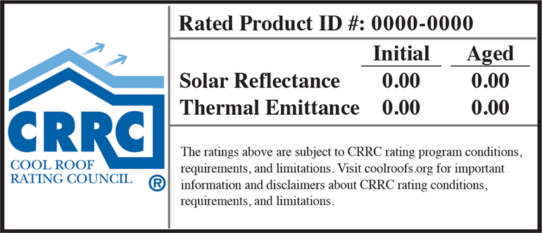 CRRC Standard Label for roof rating