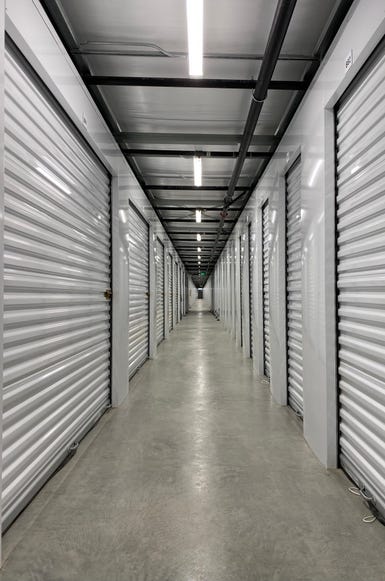 Broad Street Storage interior view of metal roll-up doors