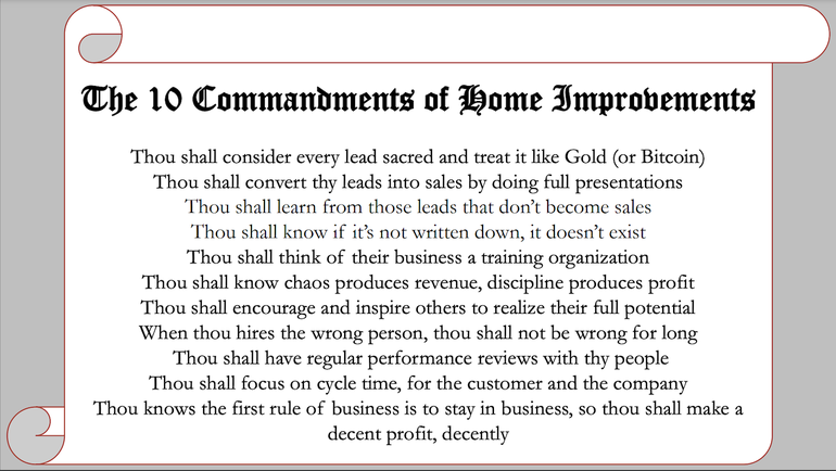 Commandments of Home Improvement via Brian Gottlieb of Tundraland at the 2022 Yoho Growth Summit
