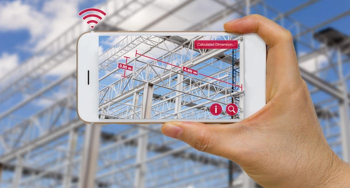 Augmented reality in construction industry concept application for measuring dimension of steel structure