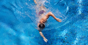 man swimming in the pool. activity, sport, water, training