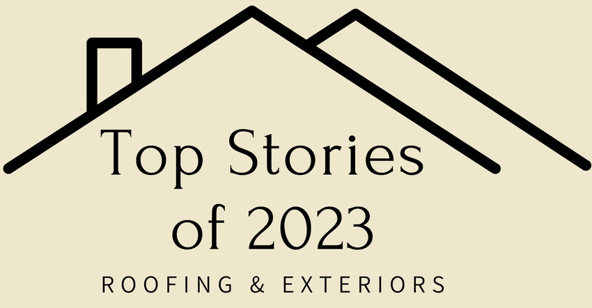 Top stories of 2023 for Roofing and Exteriors against beige backdrop