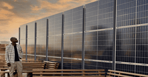 2022 NAR report on Sustainability lead image shows man looking at solar panels