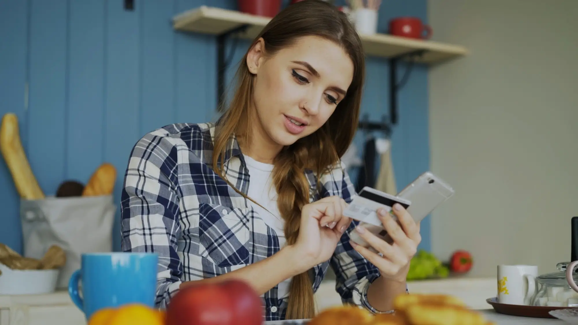 Business owner checking card details