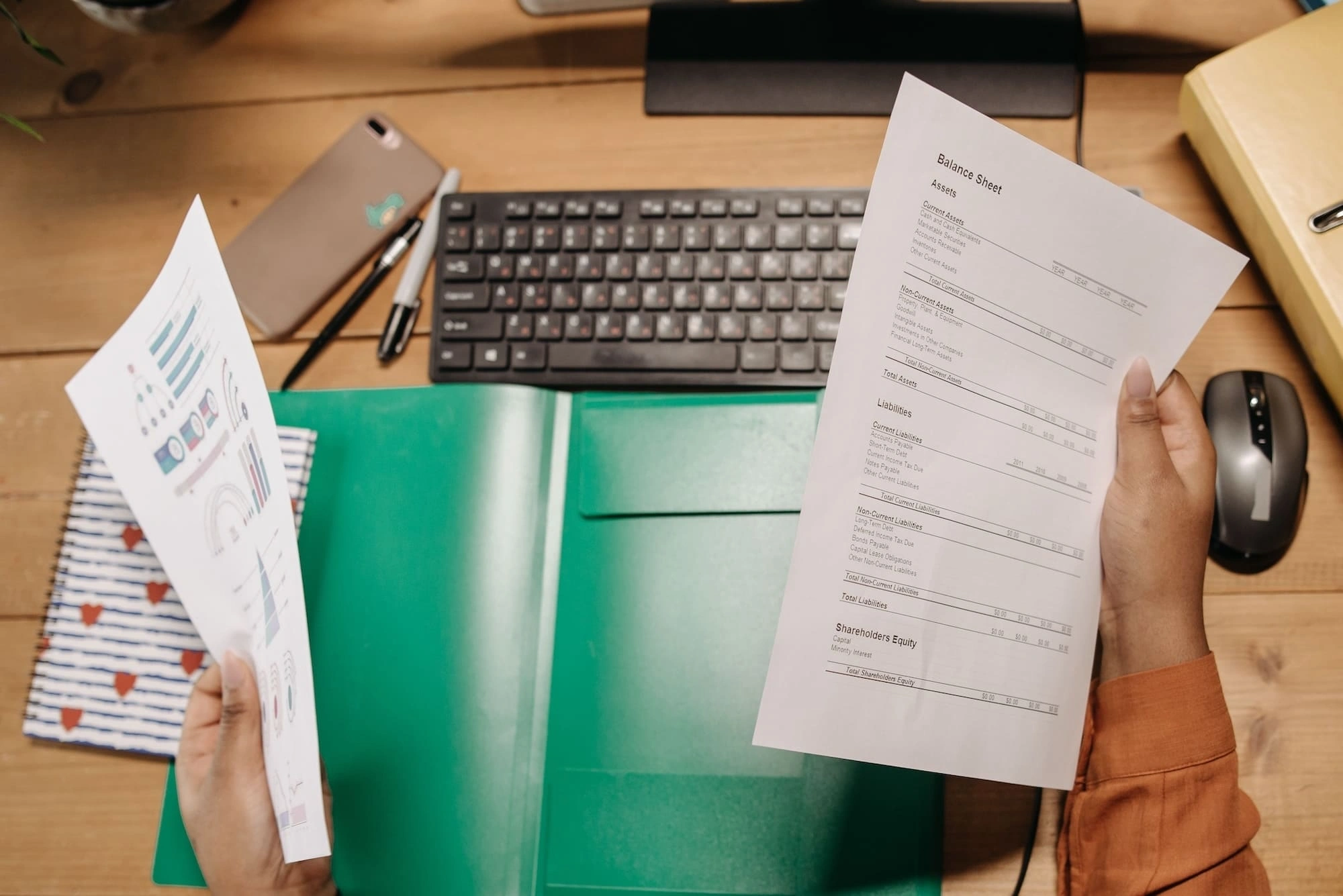 Reviewing selection of business documents.