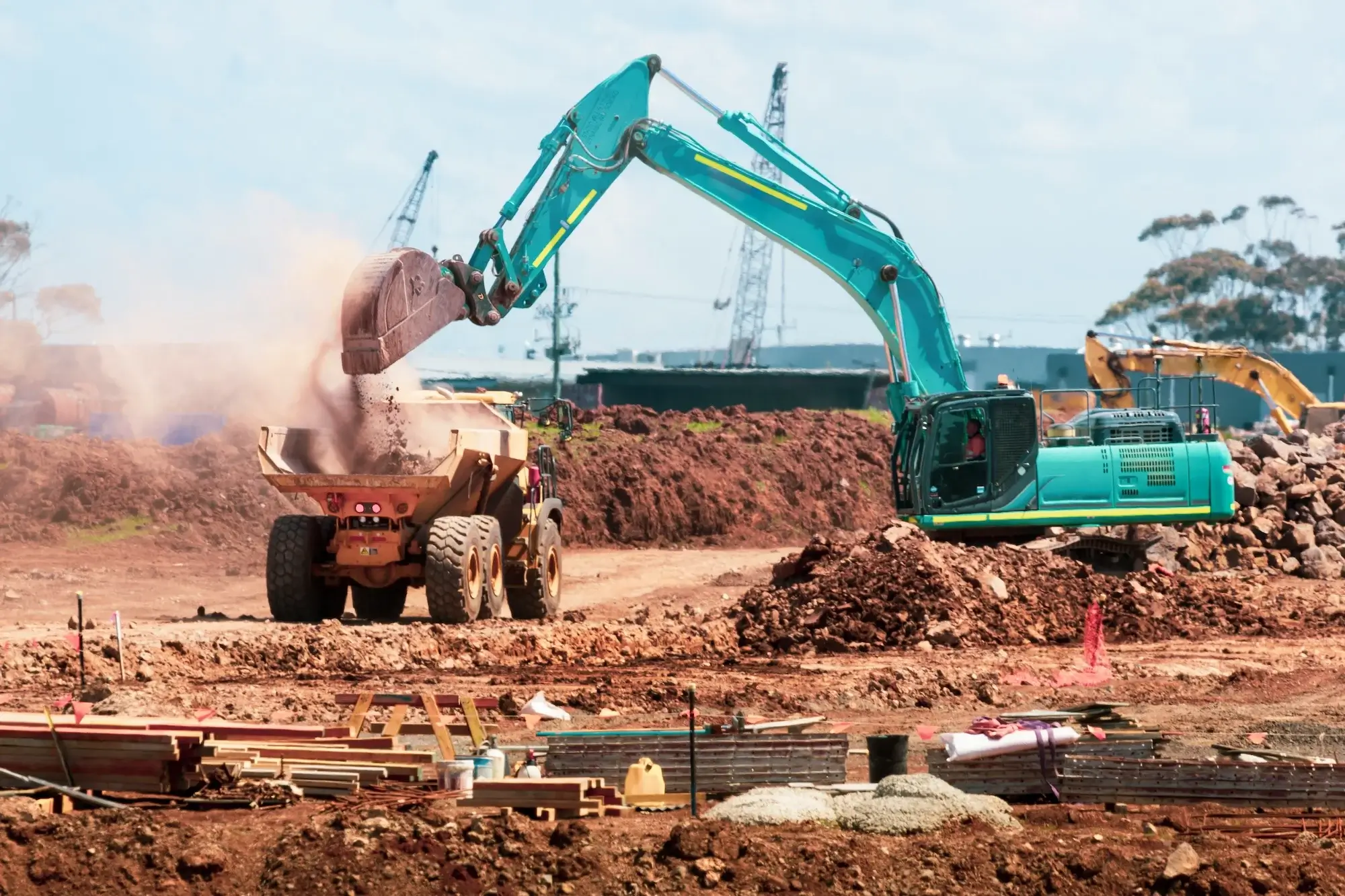Digger on building site