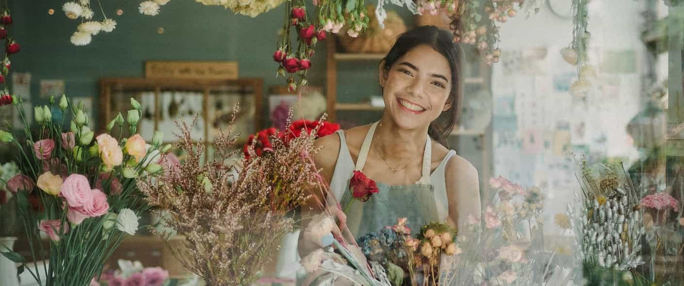 Woman with flowers