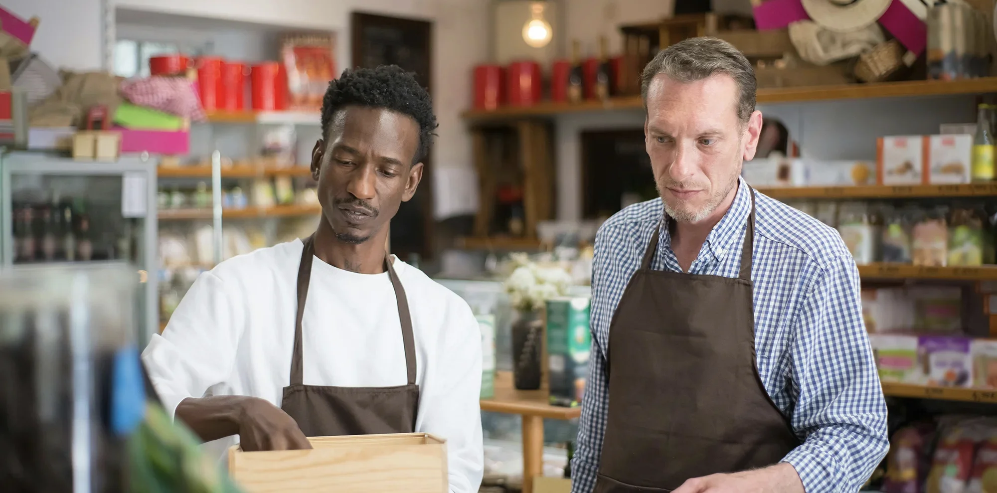 Two business owners working