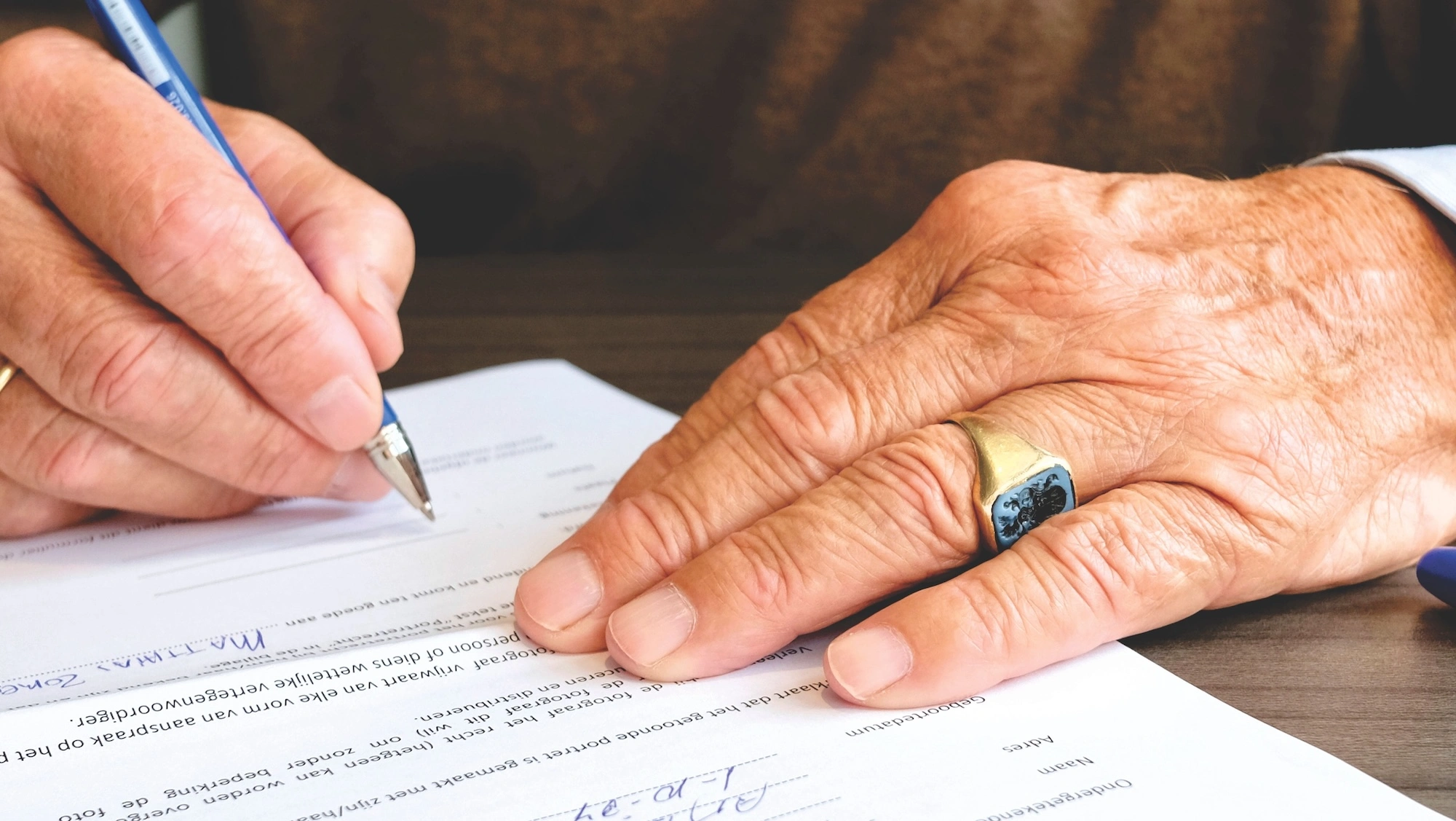 Business owner signing document