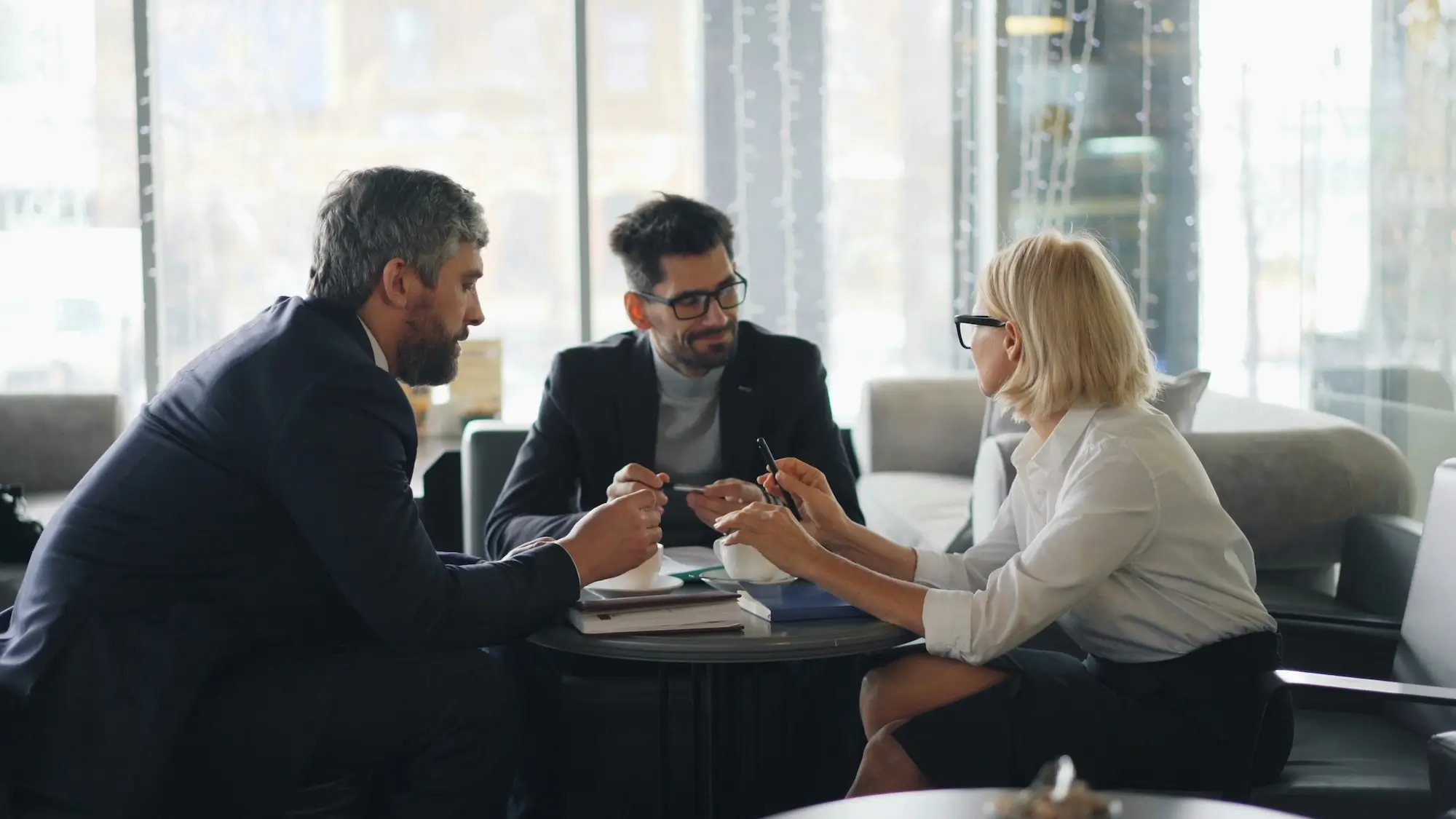 Team having business meeting