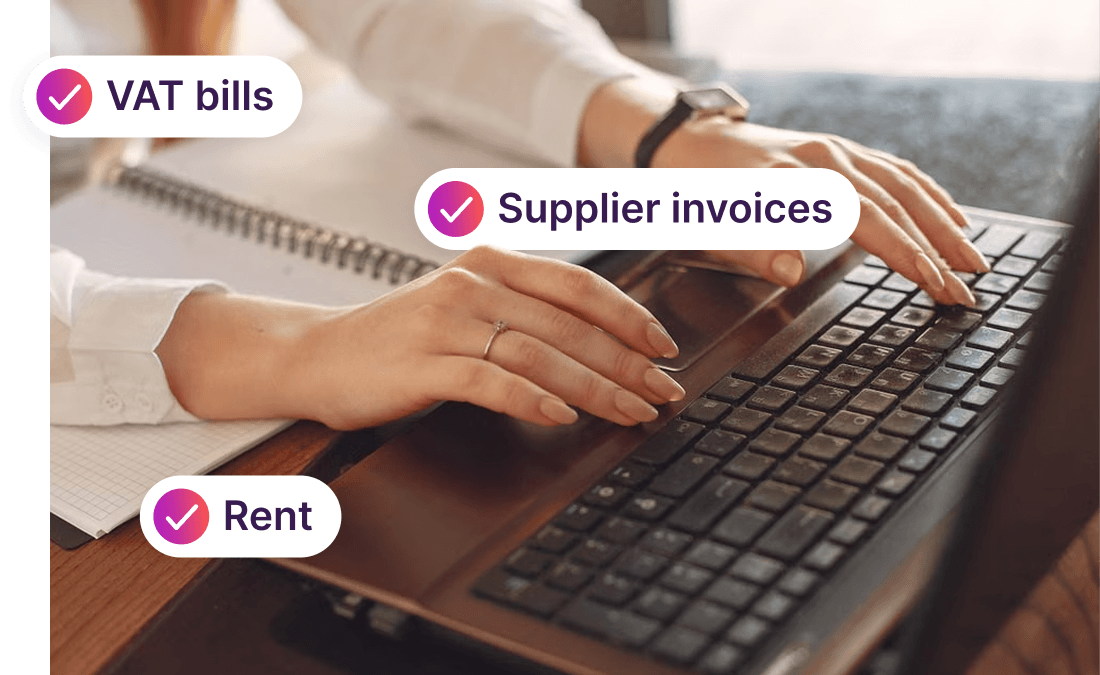 Using a laptop to pay expenses