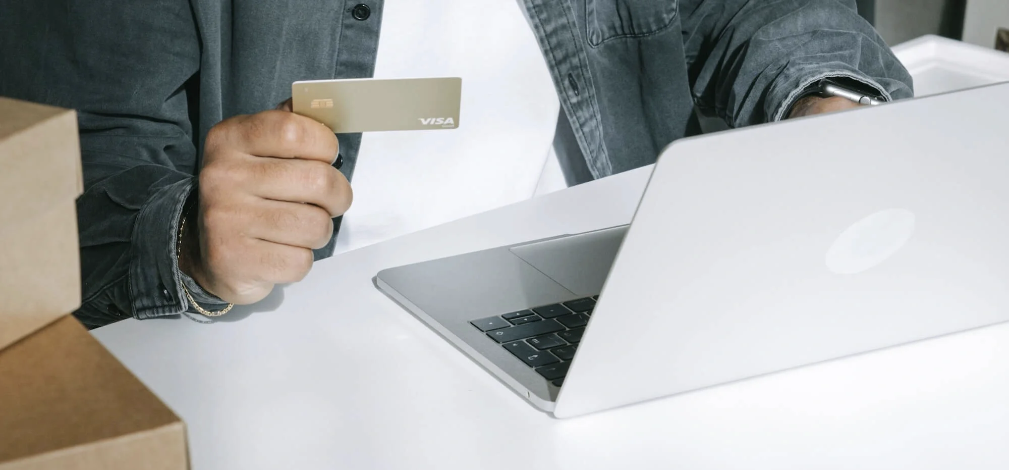 Business owner reviewing spending at desk