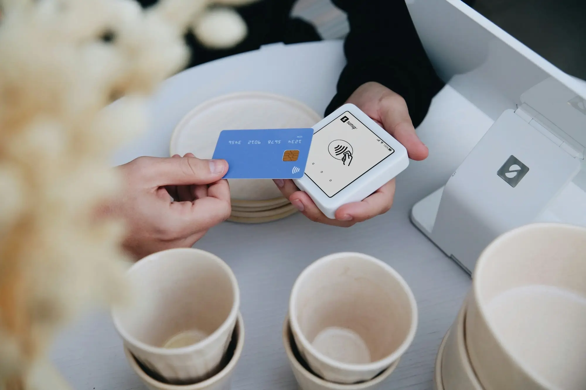 Buying coffee with credit card