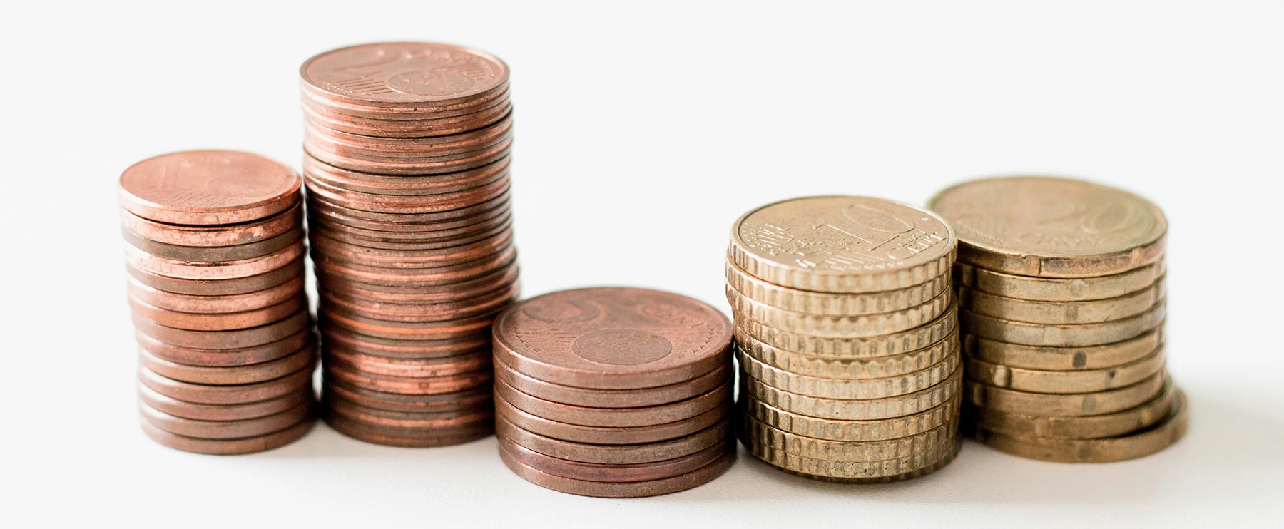 Coins on a plain background