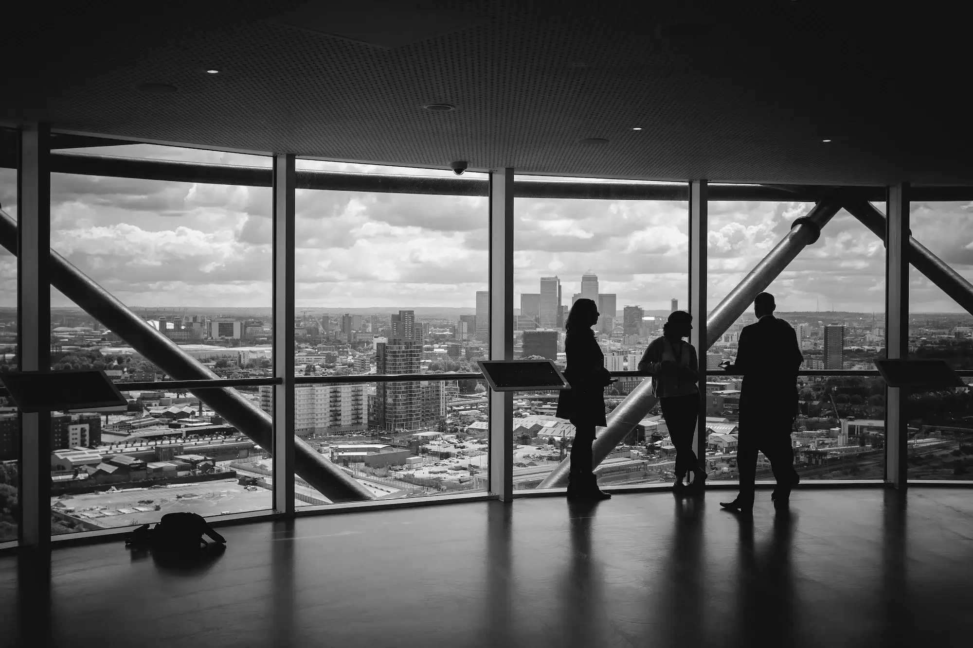 Office building meeting room with view of city of London
