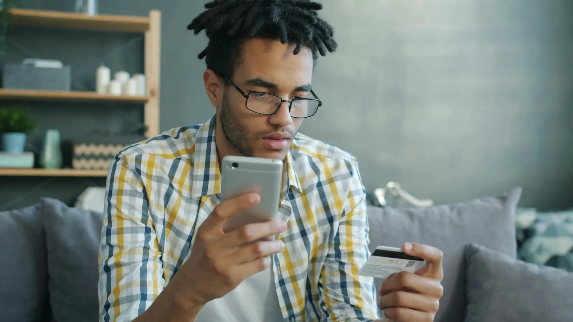 Business owners making purchase with credit card