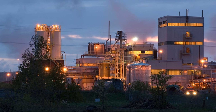 Industrial plant at twilight