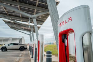 A Tesla Supercharging station at the Tesla Headquarter on April 23, 2024 in Austin, Texas
