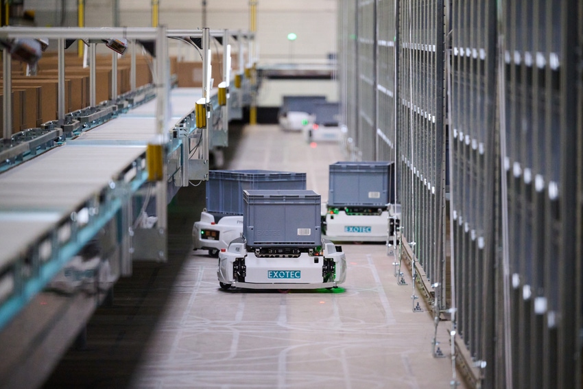 Three of the 191 Skypod robots in use at Renault’s logistics site in Villeroy