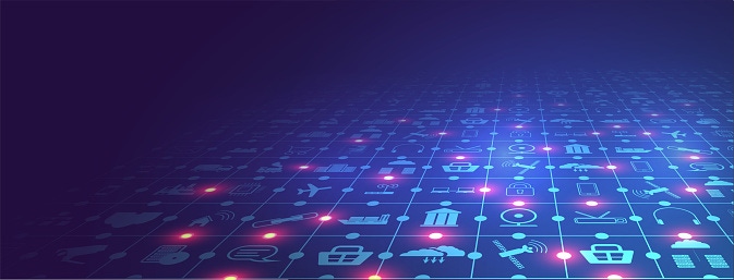 Image shows Internet of things (IoT) and networking concept for connected devices. Image shows Internet of things (IoT) and networking concept for connected devices.