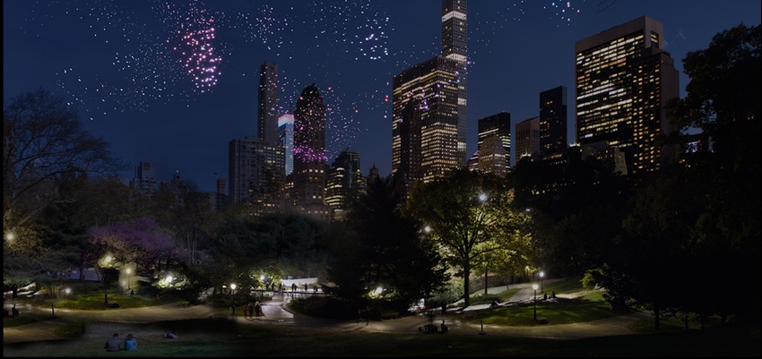 Drones light up the sky over New York's Central Park 