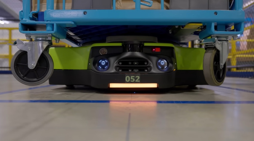 Image shows first fully autonomous warehouse robot called Proteus