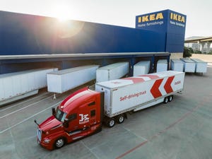 Image shows a shipping truck at IKEA. with Kodiak Robotics for driverless deliveries