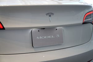 A Tesla Model 3 vehicle is on display at the Tesla auto store on September 22, 2022 in Santa Monica, California. 