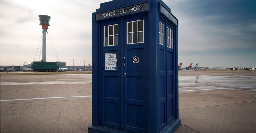 The Tardis time machine / spaceship in Dr. Who was disguised as a police box. The Tardis time machine / spaceship in Dr. Who was disguised as a police box.