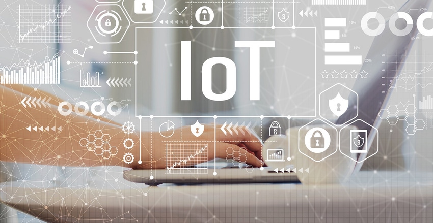 IoT with woman using a laptop on a coffee table IoT with woman using a laptop on a coffee table