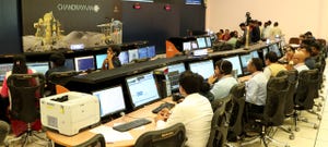 The control room of the Indian Space Research Organization