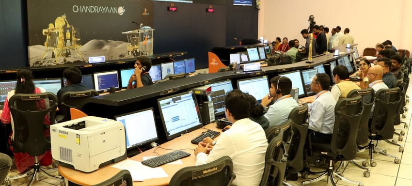 The control room of the Indian Space Research Organization