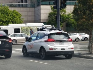 A driverless transport self-driving automobile from General Motor's Cruise division drives in San Francisco, California.
