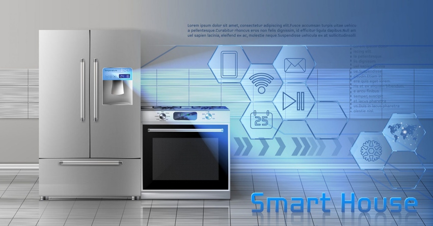 Image shows a Smart house vector concept background