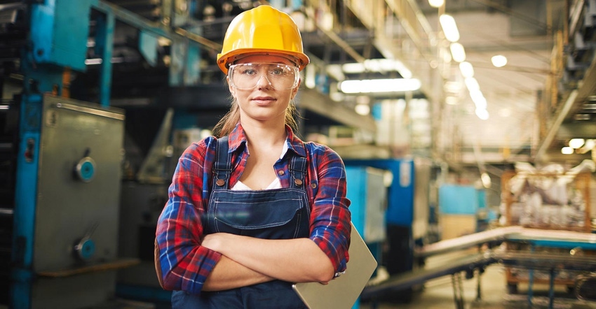 Woman inside a factory