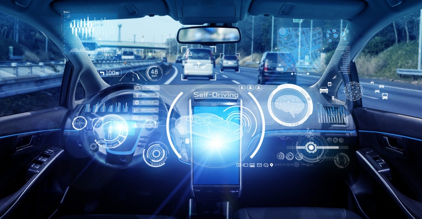 Image shows the interior of autonomous car Image shows the interior of autonomous car