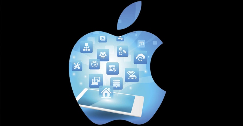 The Apple logo filled with app logos