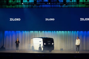Image shows LOXO's new autonomous vehicle which it says will be performing last-mile deliveries on public roads in Europe
