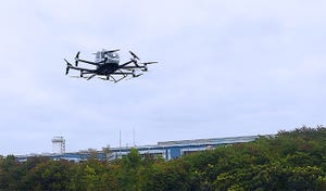 EHang Holdings EH216-S passenger-carrying unmanned aerial vehicle system flies in the air. 