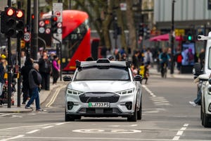 A Wayve self-driving vehicle on a road in London.