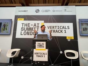 Image shows Stefan Britton, senior director of new business and innovation solutions at Shutterstock, at the AI Summit London
